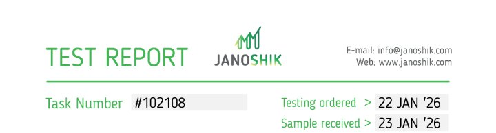 Janoshik report header for test record 102108