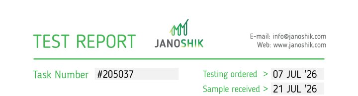 Janoshik report header for test record 205037