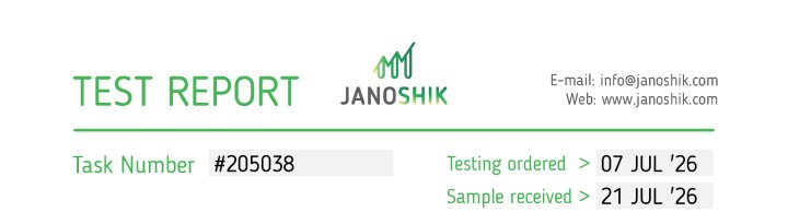 Janoshik report header for test record 205038